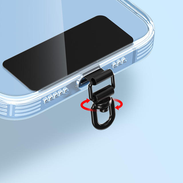 Universal Stainless Can Rotate Steel Slip D-Ring Mobile Phone Strap Lanyard Patch in Rope Shape Metal Clip Phone Tether Tab
