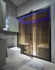 Hiện đại Home & khách sạn treo tường tắm gương với lớn LED thiêu kết đá lưu vực duy nhất Vanity không thấm nước ván ép không gian lưu trữ - Product Image 5