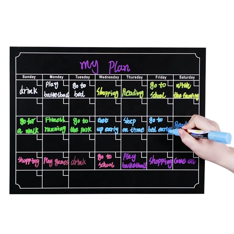 Магнитный календарь на холодильник, магнитное меню, планировщик, список продуктов, меловое письмо, стираемая доска для сообщений, черная доска