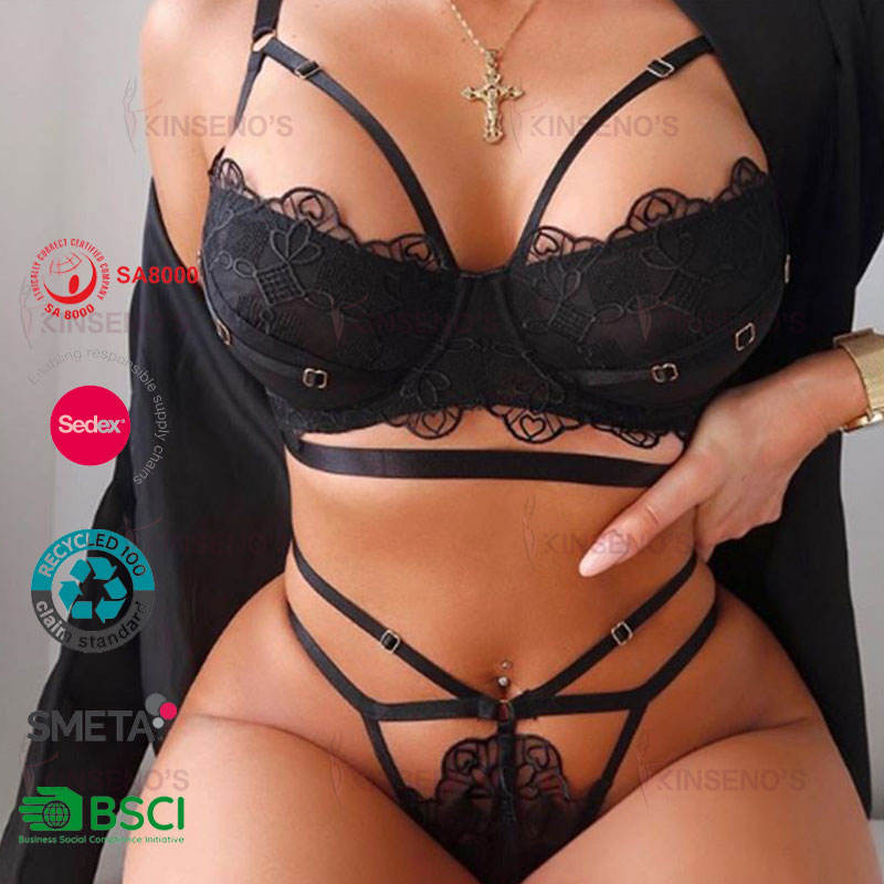 Wholesale Big Size Women's Seamless Wire Free Everyday Bra and Panty Set Lace Lingerie Underwear