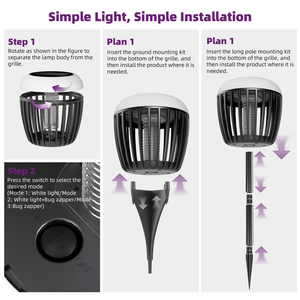Lampe anti-moustiques solaire portable LED étanche IP65 avec répulsif, petite lampe d'extérieur en forme de champignon - Product Image 5