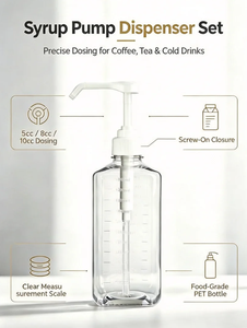 Ensemble de distributeurs de sirop en bouteille PET de 1100ml, pompe à vis 38/410, dosage précis de 5/8/10cc pour le stockage de sirop de café, pour café-bar - Product Image 6