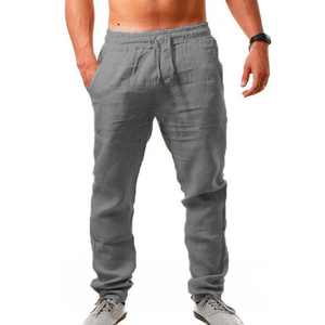 Commercio all'ingrosso personalizzato Logo Design <span class=keywords><strong>pantaloni</strong></span> lunghi <span class=keywords><strong>da</strong></span> <span class=keywords><strong>uomo</strong></span> larghi taglie forti <span class=keywords><strong>da</strong></span> Jogging <span class=keywords><strong>da</strong></span> esterno <span class=keywords><strong>pantaloni</strong></span> <span class=keywords><strong>da</strong></span> <span class=keywords><strong>uomo</strong></span> in <span class=keywords><strong>lino</strong></span> traspirante <span class=keywords><strong>pantaloni</strong></span> della tuta per gli uomini - Product Image 1