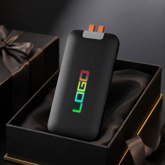 Promotional Custom Logo Lightweight Power Bank 10000mAh 20000mAh Built-in Dual Cables USB-C PD Fast Charging Slim Power Bank