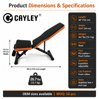 CAYLEY Banc de musculation réglable, pliable, portable et stable pour entraînement incliné et décliné, usage domestique et salle de sport, pour haltères et exercices