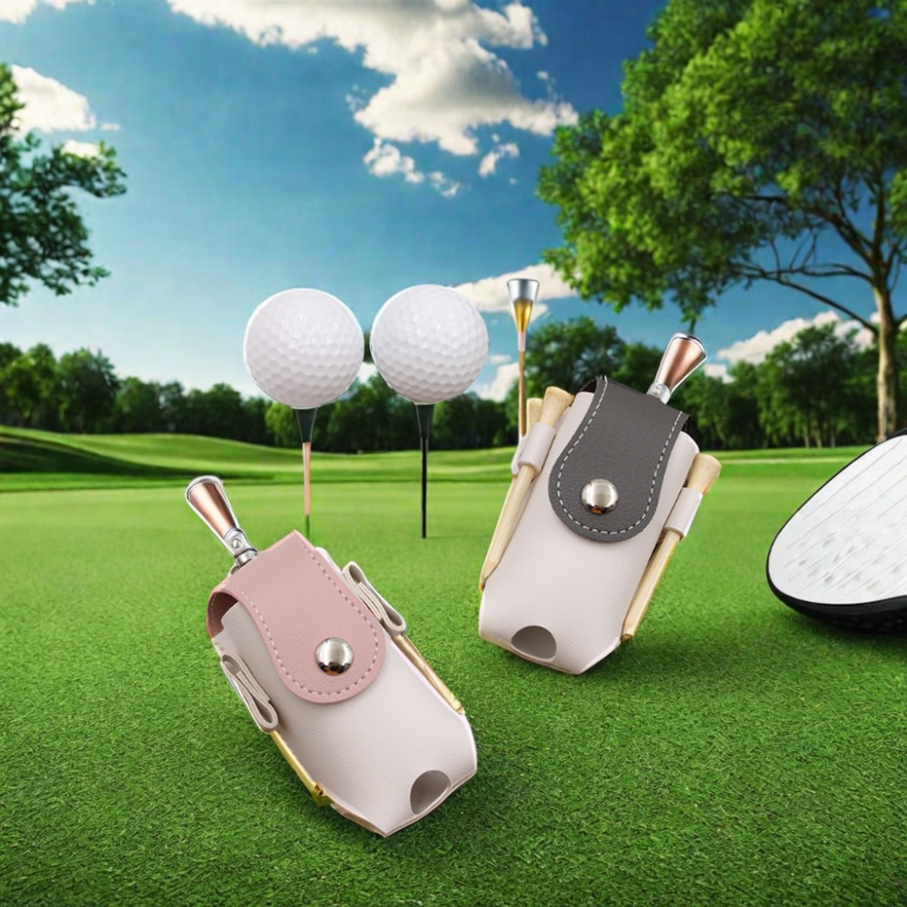 Quick Shipping Portable PU Leather Golf Balls Bag with Tees
