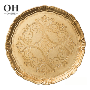 Assiettes de chargeur en bois de style antique, 1 pièce, plateau de luxe, noir et or, vente en gros, <span class=keywords><strong>vaisselle</strong></span> économique - Product Image 5