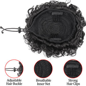 Perruque synthétique bouclée Xingyuan avec base en dentelle, boucle réglable et filet respirant pour toutes les formes de visage - Product Image 1