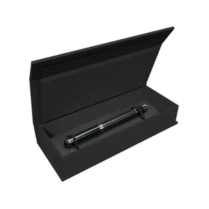 Caja de embalaje de bolígrafo Premium negra con forro Suministros de papelería de tamaño personalizado Caja de embalaje de cartón Reutilizable