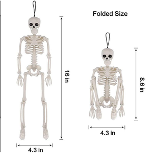 Pafu 2 pièces squelettes pliables d'Halloween, décoration suspendue, squelettes effrayants avec articulations mobiles, crâne, squelette d'Halloween en taille réelle - Product Image 4