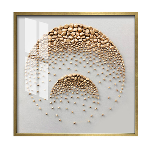 Lussuoso Quadro 3D in Alluminio per Soggiorno, Immagine <span class=keywords><strong>di</strong></span> Cristallo Dorato, Arte Murale in Porcellana Cristallina - Product Image 4