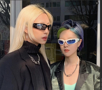 Nuevas Gafas de Sol Rectangulares con Montura Completa UV400 de Moda, Unisex, Color Naranja, Populares en Línea, para Baile, Hip-hop, Fotografía Callejera, Deportes al Aire Libre