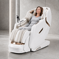 Fauteuil de massage corporel complet 4D avec rouleaux pour les pieds, pétrissage des mollets, contrôle intelligent IA, zéro gravité, chauffage des jambes, rail SL, fauteuil inclinable électrique de luxe
