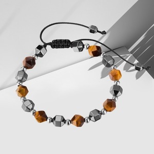 Handgemaakte <span class=keywords><strong>Macrame</strong></span> Voor Armband Met Gefacetteerde Natuurstenen Kralen Nieuwe Mode Trendy Heren Sieraden Cadeau Roestvrij Staal Materiaal - Product Image 3