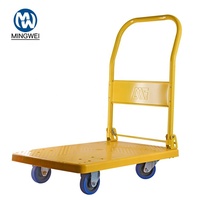 Carretilla Plegable de Mano de Color Amarillo con Capacidad de Carga de 200 kg y Dimensiones de 50x70 cm