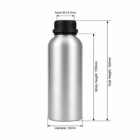 Bouteille en aluminium poli de 250 ml avec bouchon de sécurité noir de 55 mm de diamètre, emballage de qualité supérieure pour huiles essentielles et parfums