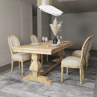 Table à manger en bois de frêne massif de style rétro américain, design antique, 8 places, démontable et assemblable, pour salon et salle à manger