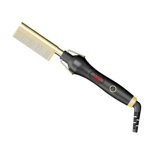 De alta calidad de prensado eléctrica peine negro Plancha profesional caliente peines para el cabello Afro