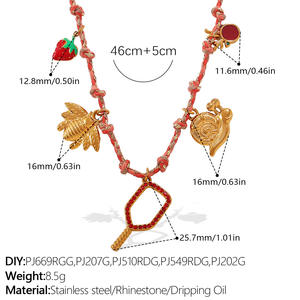 度假可爱樱桃甜珐琅魅力不锈钢18k镀金吊坠时尚饰品项链女批发 - Product Image 5