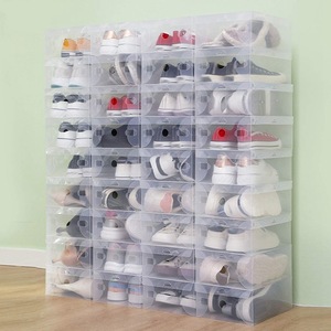 Transparent Plastic Shoe Box Flip Top Moisture Proof Storage Organizer For Sports Shoes Cloakroom Use Rectangle Standing Type - Product Image 3