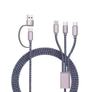 3.93FTマルチUSBケーブル編組6in1マルチ電話充電器ケーブルユニバーサルUSBA/C充電ケーブルタイプC/マイクロUSBポート - Product Image 1