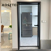 Puerta Batiente Alta y Estrecha de Aluminio AOSTTER con Vidrio Transparente de Piso a Techo, Perfil Extremadamente Delgado, Diseño Moderno, Impermeable