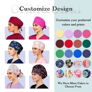 Cappello Chirurgico Personalizzato con Fiocco per Coda di Cavallo, 100% Cotone, Regolabile con Nastro, per <span class=keywords><strong>Capelli</strong></span> Lunghi, per Infermieri e Medici - Product Image 3