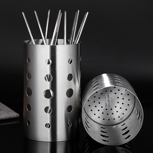 304 Stainless Steel Chopstick Holder Round Lattice Type Multipurpose Drainer Kitchen Tableware Storage Container Dishwasher Safe - Product Image 2