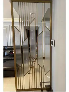 High Quality Luxury Square Pattern Design Rose Gold Mirror Stainless Steel Room Divider Partition