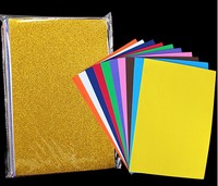 Pochette de loisirs créatifs A4 assortie en carton épais pailleté, papier pailleté auto-adhésif coloré, mousse EVA