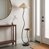 Lampe sur pied décorative plissée avec table d'appoint, lampadaire à support métallique ondulé pour la maison, le bureau et l'hôtel