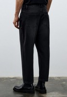 Jean droit noir délavé pour homme, coupe classique, en denim anthracite vintage, pantalon masculin, vente en gros, bas de garde-robe personnalisés et tendance