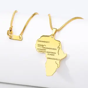 Оптовая продажа хип-хоп ювелирные изделия из нержавеющей стали водонепроницаемый Африканская Карта ожерелье ювелирные изделия