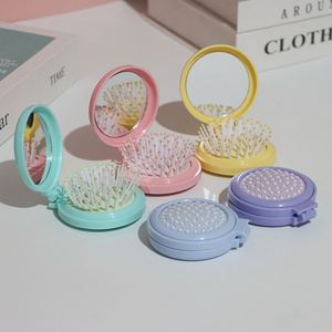 Portable DIY Cute Girl Airbag Comb with Makeup <b>Mirror</b> Small Folding Cushion Head Massage Tool <b>Plastic</b> Handle - Product Image 3
