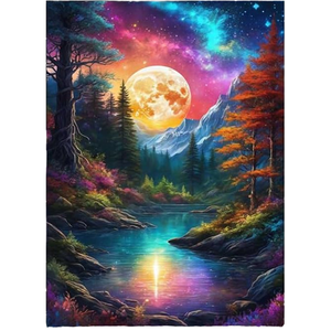 ชุดภาพศิลปะประดับเพชรชุดภาพทิวทัศน์กลางคืนภาพทิวทัศน์ธรรมชาติทำจากผ้าพิมพ์ลายประดับเพชรชุดตัวต่อประดับเพชร - Product Image 1