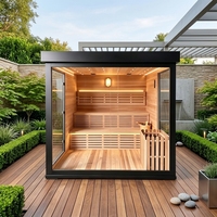 Cabine de sauna électrique extérieure commerciale en bois massif, design léger, surface lisse, faible odeur, hypoallergénique