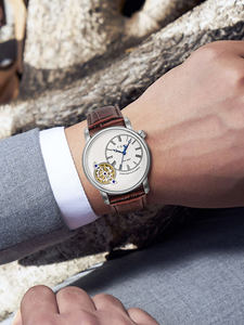 Conjunto de reloj de negocios TOMI para hombre, caja de regalo con esfera de banda de cuero, caja de aleación de 42mm, ventana de cristal, movimiento Hangzhou, puntero de ancho de banda de 22mm - Product Image 6