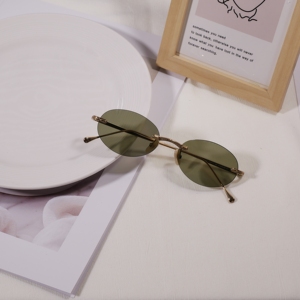 2026 Fashion Luxury Designer Rimless Titanium Oval Sunglasses Small <b>Frame</b> Sun Glasses Multi- Color Sunshades Unisex - Product Image 2