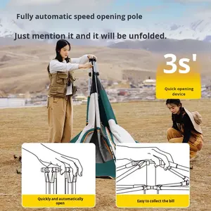 เต็นท์แบบพกพา HY ชั้นเดียว ทำจากอะลูมิเนียม ไฟเบอร์กลาส และผ้า Oxford เปิดอัตโนมัติ ใช้ได้ทุกฤดู แบบห้องนอนเดียว ขยายได้ กันฝน - Product Image 3