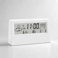 Réveil numérique LED en plastique transparent avec affichage de la température et de l'humidité, alimenté par piles, appareil intelligent pour la maison
