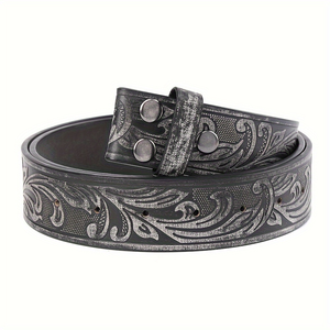 Sangle de ceinture de remplacement en cuir PU style western vintage, sans boucle, texture crocodile gaufrée, sangle à clipser unisexe pour jeans - Product Image 5