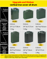 Poignée de levage économique Bidon d'essence vertical à couvercle en fer, 10L, conception de poignée simple, bidon de ravitaillement d'urgence pour motos