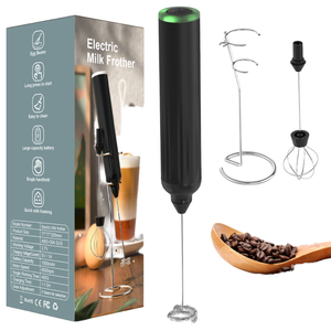 Mousseur à lait électrique en acier inoxydable avec support pour café <span class=keywords><strong>et</strong></span> thé, outils de préparation de café <span class=keywords><strong>et</strong></span> de thé en boîte, y compris un moulin - Product Image 1