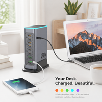 Hub de charge USB-C 660W GaN à 8 ports avec PD 3.0 & QC3.0, 6 ports Type-C + 2 ports USB-A, certifié 62368-1 pour ordinateur portable et usage domestique/bureau