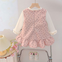 Ensemble robe pour fillette avec nœud gris clair, manches longues, style décontracté, printemps-automne, tenue de princesse pour enfants