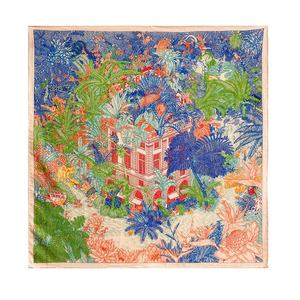 Châle et écharpe carrés en laine double face bicolore, motif jungle tropicale, chauds pour l'automne, pour femmes musulmanes, design léger et luxueux - Product Image 1