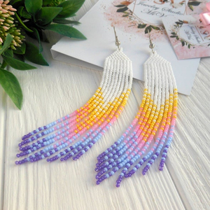 Pendientes de cuentas de cristal hechos a mano, modelo Happiness - Product Image 1