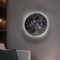 Horloge numérique ronde à LED avec affichage électronique de grande taille, lumière néon, pour la maison, la décoration artistique, le bureau, le mur, avec température