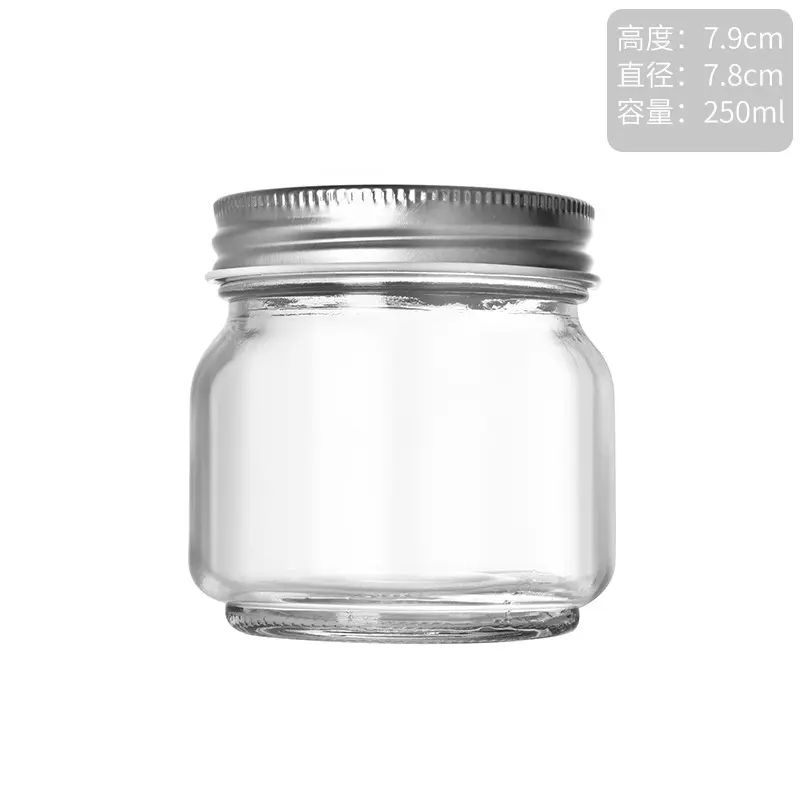 Empty round glass mason jar 16oz glass food jar 500ml glass packing with screw id
