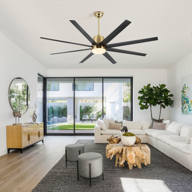 HSG Model 922 72 Inches Black White Modern Fan Light Ceiling Fan with Light